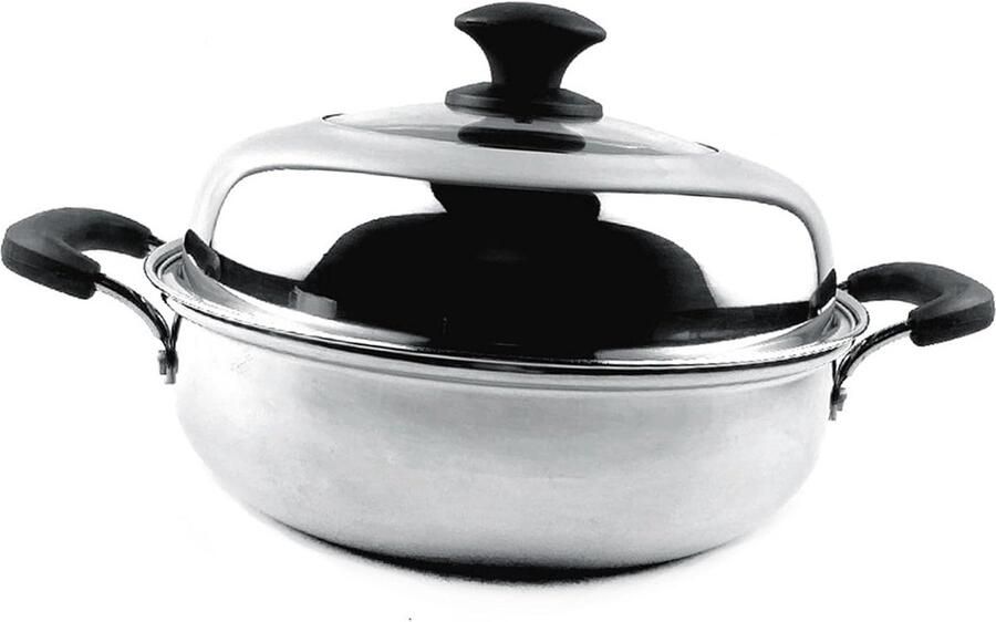 Roestvrijstalen Kookpot Stoompan Gezond Koken Inductie Geschikt Grote Capaciteit Zilverkleurig