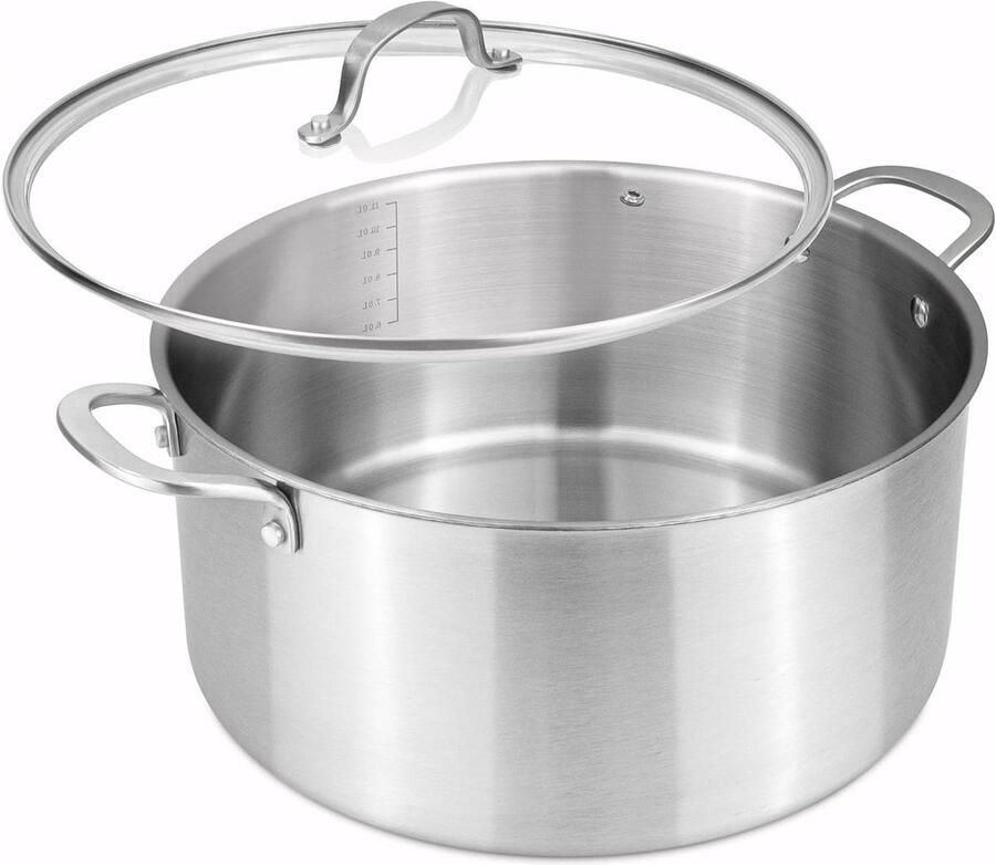 Roestvrijstalen kookpot Voorraadpot met deksel Grote maaltijden koken Tri-ply constructie 32cm diameter Zilverkleurig