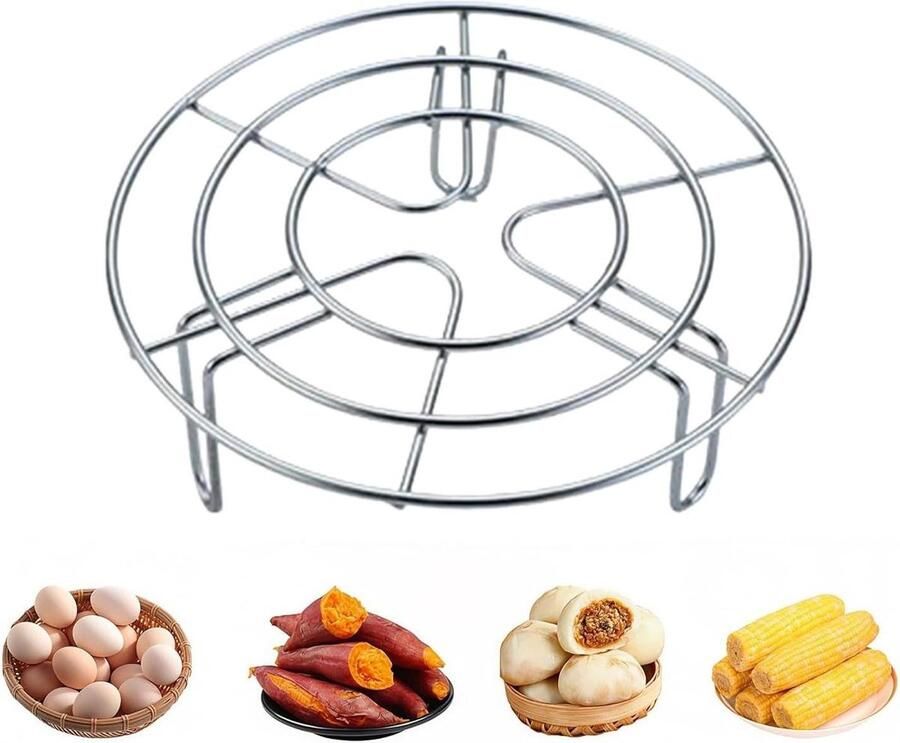 Roestvrijstalen Kookrek Stoominzet Ovenrek Gezond Koken Voedselveilig 304 Staal 16 x 16 x 6 cm Zilver