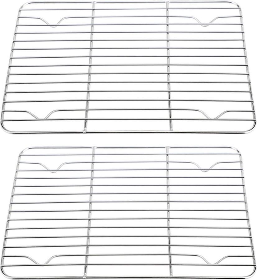 Roestvrijstalen Kookrekken Stoom en Bakrekken Veelzijdig Koken Set van Twee 9 x 7 Inch Zilver