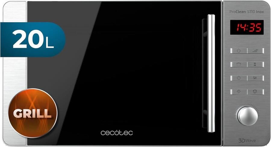 Roestvrijstalen Magnetron Grill Magnetron Snel Eten Bereiden Ready2Clean Coating 20 Liter Inhoud Zilverkleurig