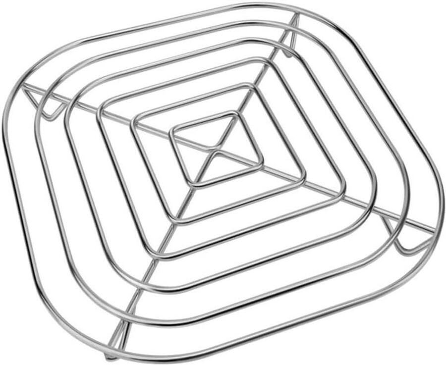 Roestvrijstalen Mandenrek Airfryer Mand Gelijkmatig Koken Specifieke Pasvorm 20 x 20 x 2 cm Zilver
