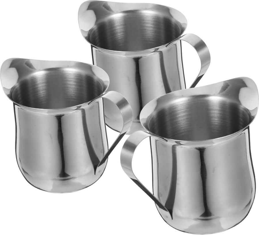 Roestvrijstalen Melkbeker Set Espresso Kopjes Cappuccino Koffie Opschuimen Hittebestendig Ontwerp 240 ml Zilver