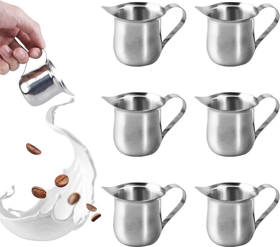 Roestvrijstalen Melkkannetjes Set van 6 800ml Ideaal voor Espresso en Cappuccino