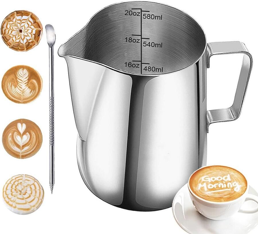 Roestvrijstalen Melkopschuimer Pitcher 350ml 600ml Perfect voor Latte Art en Koffiecreamer