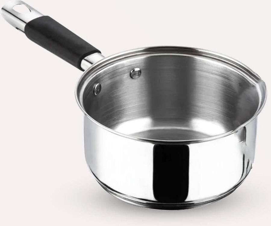 Roestvrijstalen Melkpan Steelpan Sauspan Koken Melk Opwarmen Dubbele Gietlippen 14cm Zilverkleurig