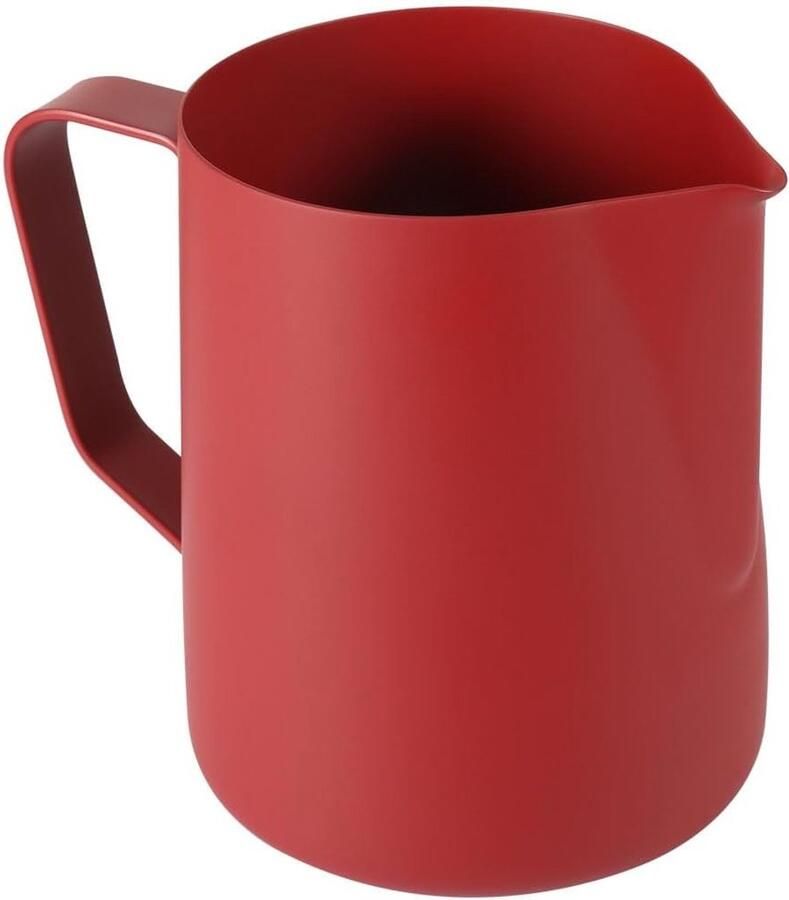 Roestvrijstalen Melkschuimer voor Espresso en Latte Art 600ml Donkerrood Koffiekannetje met Comfortabele Handgreep en Precisie Tuit