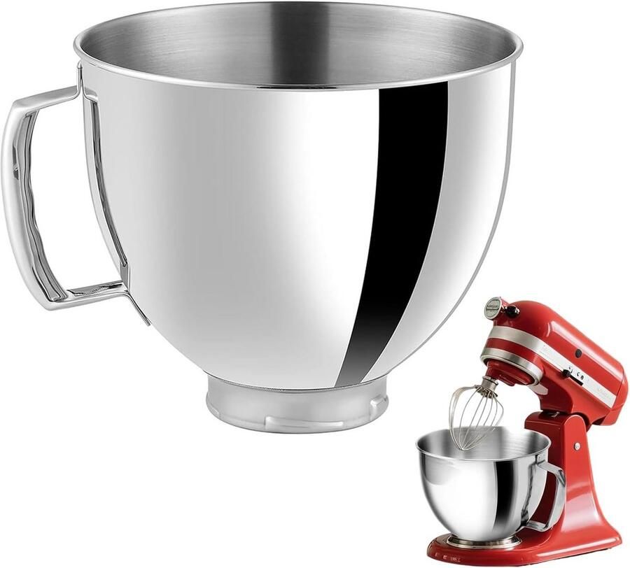 Roestvrijstalen Mengkom met Handvat voor 4.5-5 QT Stand Mixer Vaatwasmachinebestendig