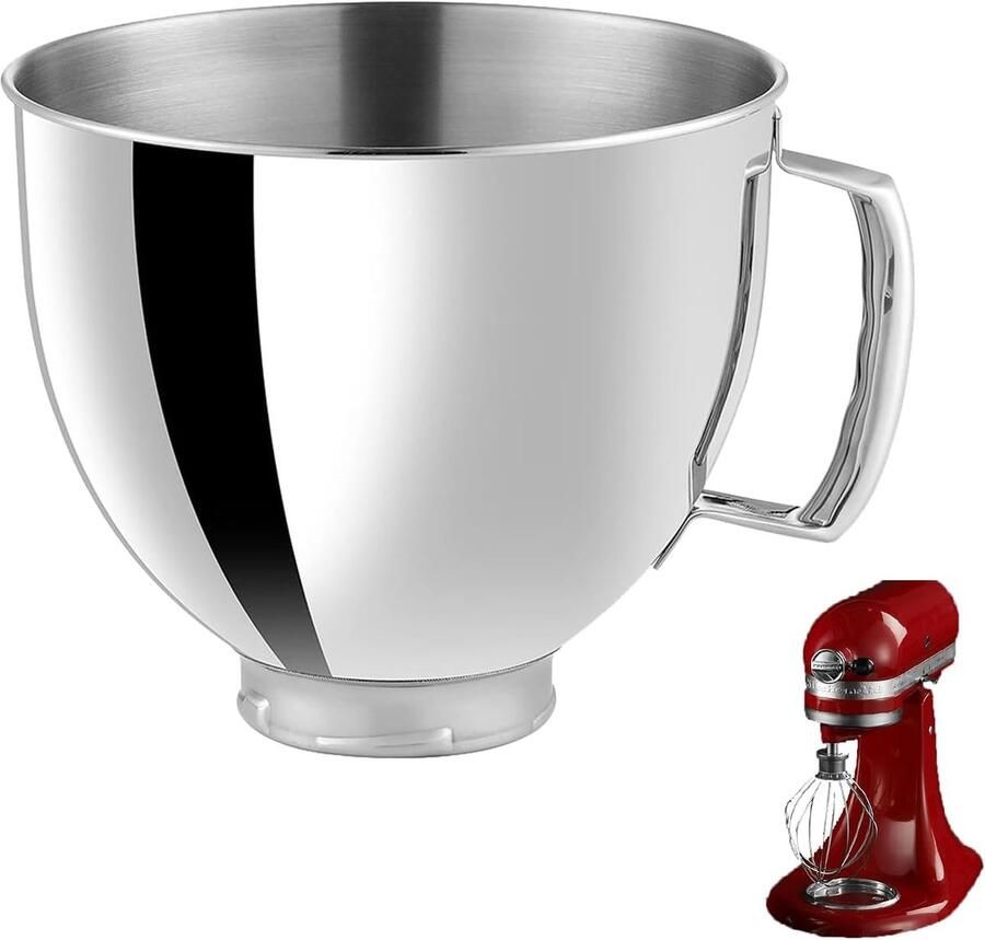 Roestvrijstalen Mengkom met Handvat voor 4.5 5QT Keukenmixer