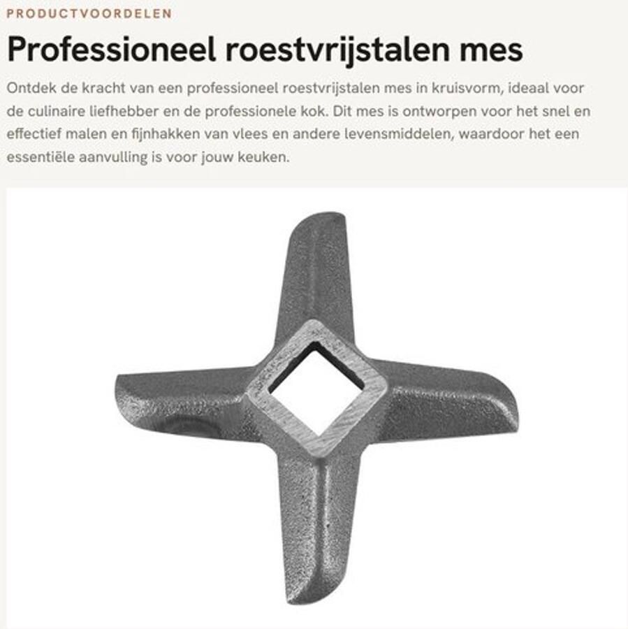 Roestvrijstalen Mes Professioneel Kruisvormig Ontwerp Vijf Soorten Messen Duurzaam en Roestbestendig Geschikt voor Vleesmolen Gemakkelijk te Reinigen Snijmes
