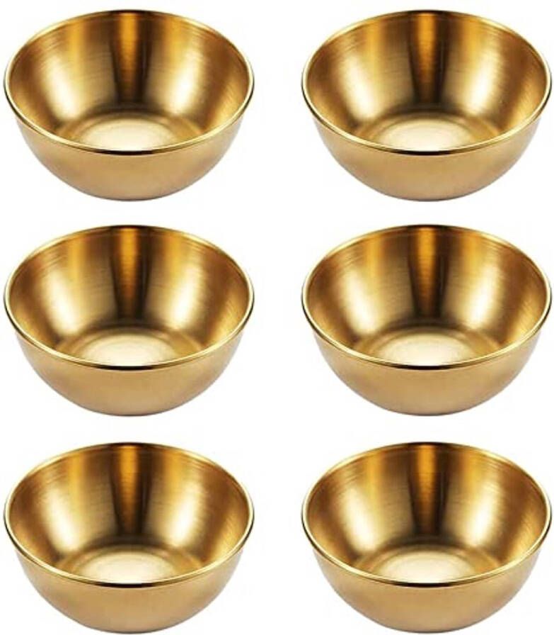 Roestvrijstalen mini-dipschalen set van 6 Gouden kruidenkommen voor dips en snacks