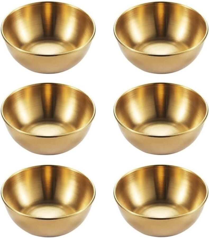 Roestvrijstalen mini-dipschalen set van 6 Gouden kruidenkommen voor dips en snacks