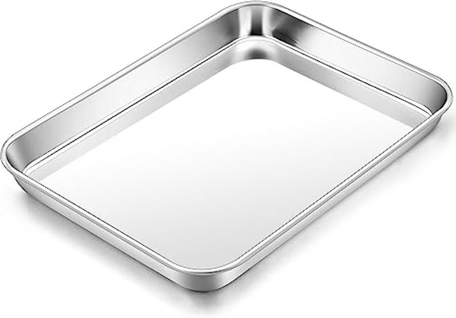 Roestvrijstalen mini-taartplaat voor oven Rechthoekige vetpan Voor bakken koken en serveren 23 7 x 17 7 x 2 5 cm