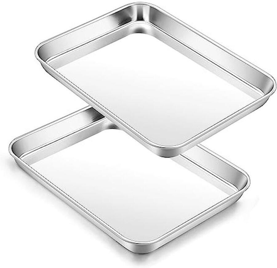 Roestvrijstalen Mini Taartplate Set van 2 Rectangulaire Bakplaat 23 5 x 17 8 x 2 5 cm Gezond en Makkelijk Schoon te Maken