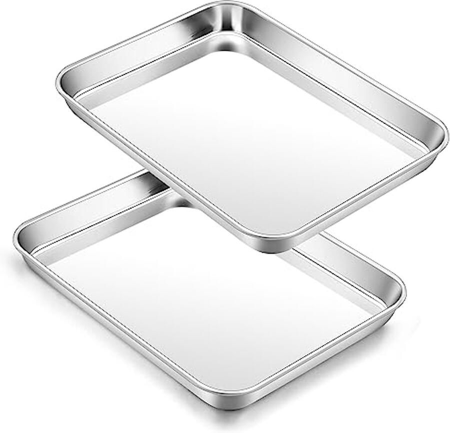 Roestvrijstalen Mini Taartplate Set van 2 Rectangulaire Bakplaat 23 5 x 17 8 x 2 5 cm Gezond en Makkelijk Schoon te Maken