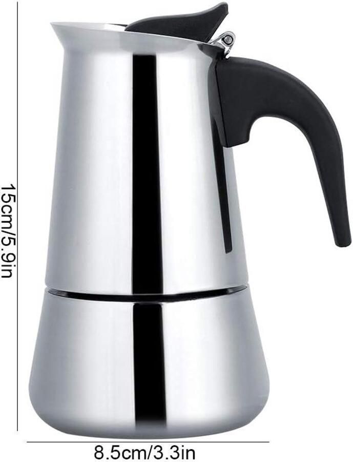 Roestvrijstalen Moka Pot voor Koffie Draagbare Espresso Maker voor Thuis en Camping 100ml inhoud