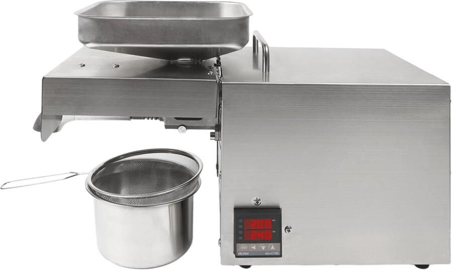 Roestvrijstalen Oliepers Huishoudelijke Olie Machine Zelf Olie Maken Instelbare Temperatuur 610 Watt Vermogen Zilver