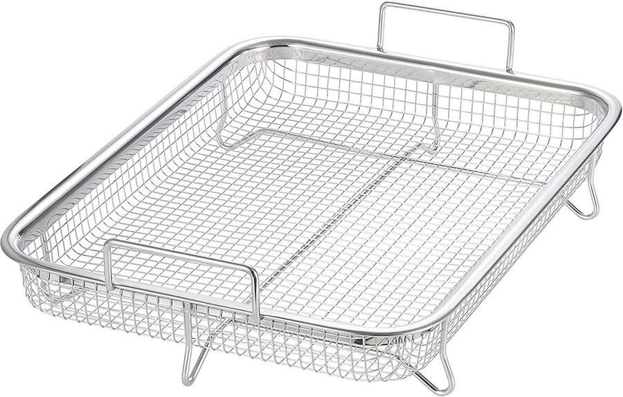 Roestvrijstalen oven-grillmand 32 x 23 cm ideale bakmand voor vetarm koken en grillen