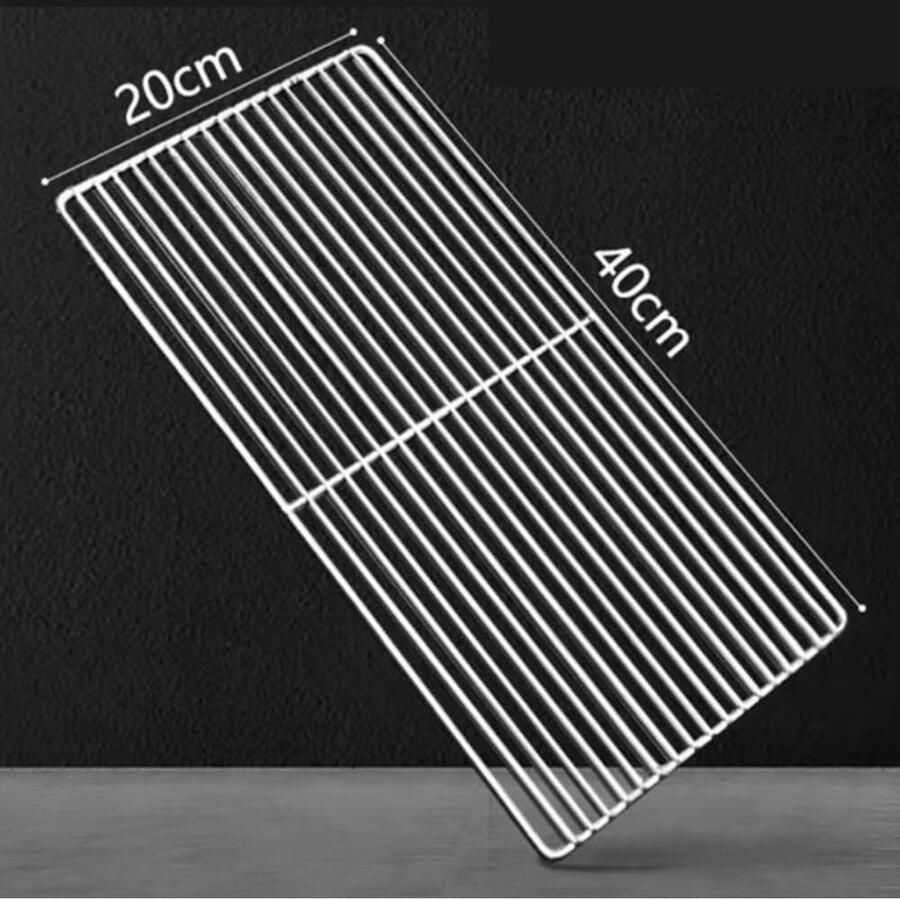 Roestvrijstalen Ovenrek Bakrek Koelrek Bakken Grillen Koelen Verstevigde Draden 20 x 40 cm Zilverkleurig