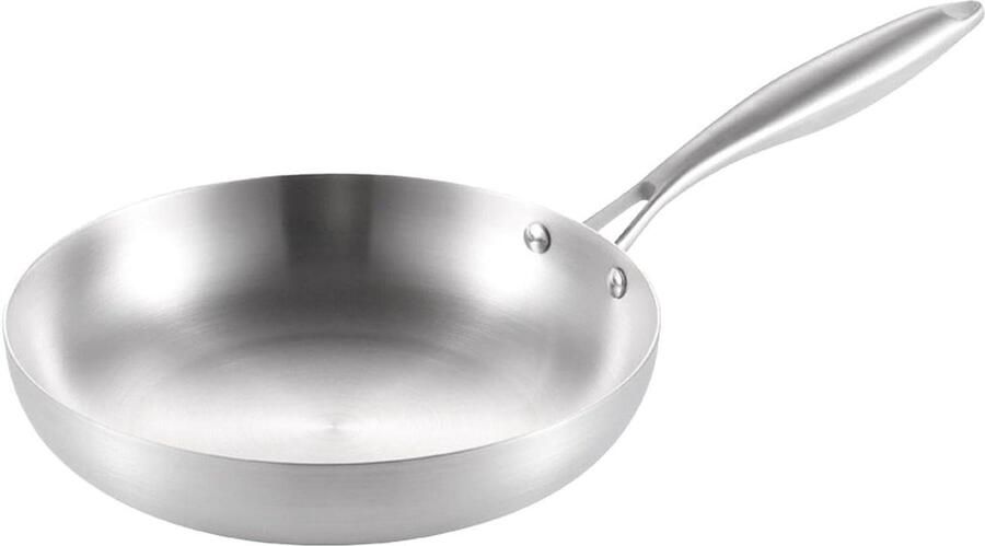 Roestvrijstalen Pan Bratpan Koekenpan Koken en Braden Ovenbestendig 3-Laags Composiet 28 cm Zilver