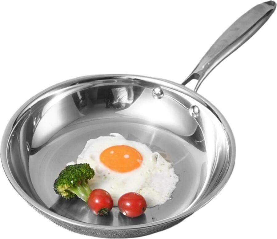 Roestvrijstalen Pan Koekenpan Braadpan Allround Koken Gelijkmatige Warmteverdeling 20-28 cm Zilverkleurig