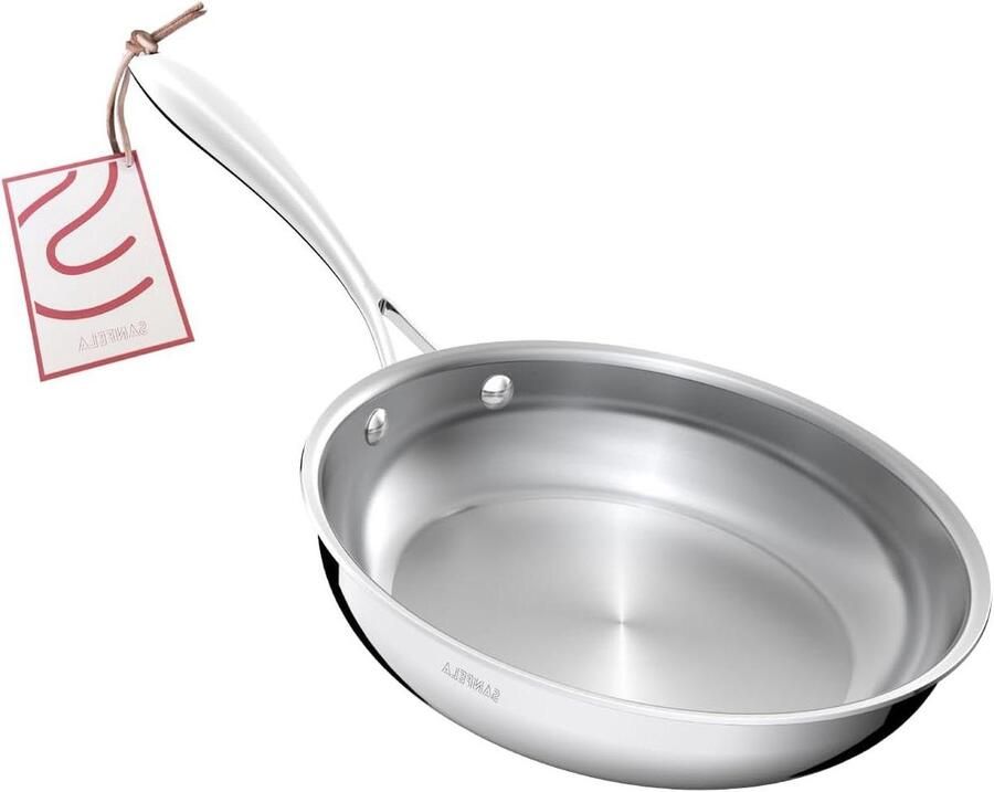 Roestvrijstalen Pan Koekenpan Braadpan Gelijkmatig Koken 5-laags Constructie 24 cm Zilver