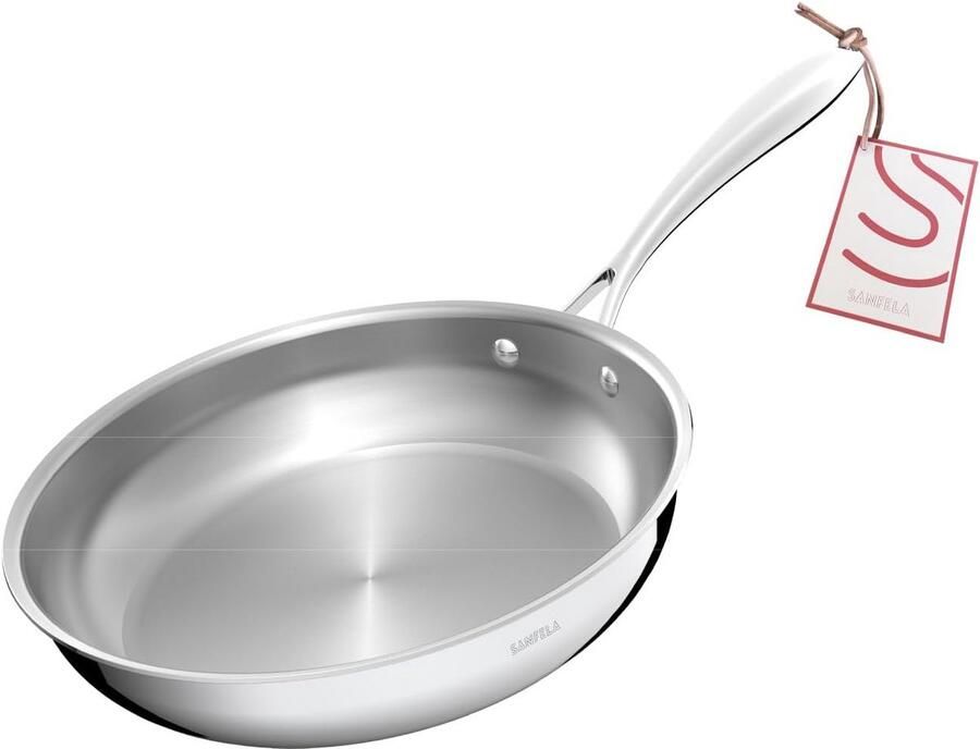 Roestvrijstalen pan Koekenpan braadpan Gelijkmatig koken 5-laags constructie 28 cm diameter Zilverkleurig