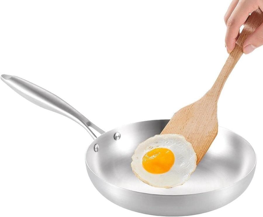 Roestvrijstalen pan Koekenpan diep Culinaire creaties Drielaagse composiet 22 of 28 cm Zilverkleurig