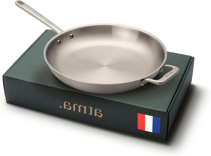 Roestvrijstalen Pan Koekenpan Gezond Koken 3-laags Constructie 32 cm Zilver