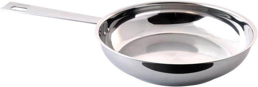 Roestvrijstalen pan Koekenpan Gezond koken 3-laagse thermozool 20 cm Zilverkleurig