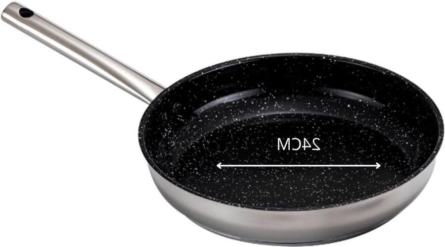 Roestvrijstalen Pan Koekenpan Inductie Gezond Koken Keramische Antiaanbaklaag 24 cm Zilver