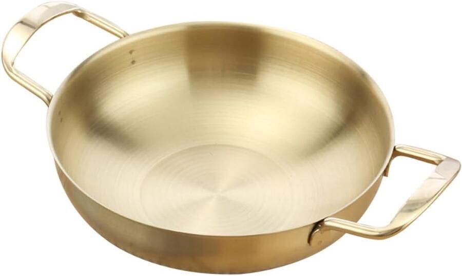 Roestvrijstalen pan Koekenpan Wok Dagelijks koken Gelijkmatige warmteverdeling 29 cm Goud