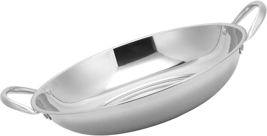 Roestvrijstalen Pan Koekenpan Wok Heerlijke Maaltijden Bereiden Geschikt Voor Alle Warmtebronnen 21 cm Doorsnede Zilver