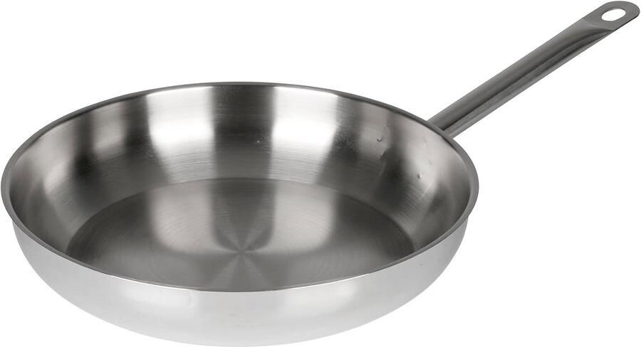 Roestvrijstalen Pan Koekenpan Wok Koken Bakken Versterkte 3-laags Bodem Ø 28 cm Zilverkleurig