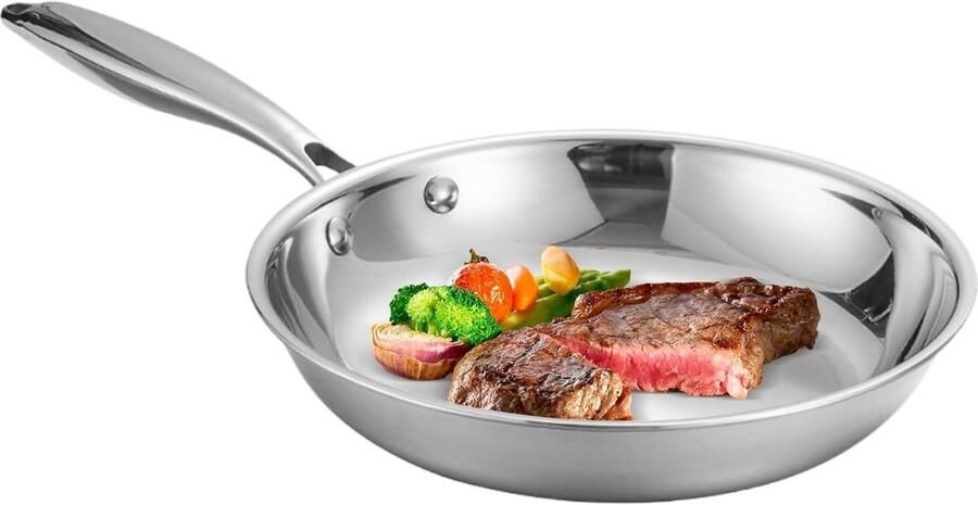 Roestvrijstalen pan Kookgerei diep Dagelijks koken Gelijkmatige warmte 20 cm Zilverkleurig
