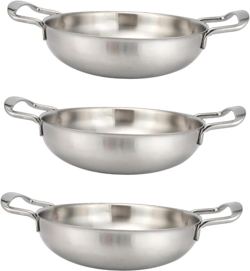 Roestvrijstalen Pan Kookgerei Wok Dagelijks Koken Vaatwasmachinebestendig 18x28x6 cm Zilver