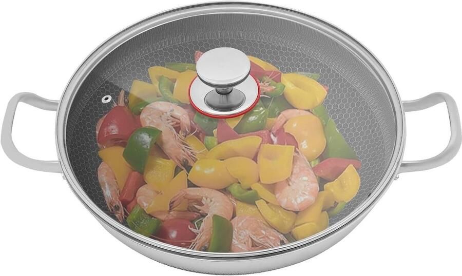 Roestvrijstalen pan Kookpan Braadpan Dagelijks Koken Honingraat Structuur 36 cm Zilver