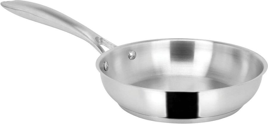 Roestvrijstalen Pan Kookpan Ovenschaal Koken en Bakken Dikke Bodem Warmteverdeling 20 cm Zilver
