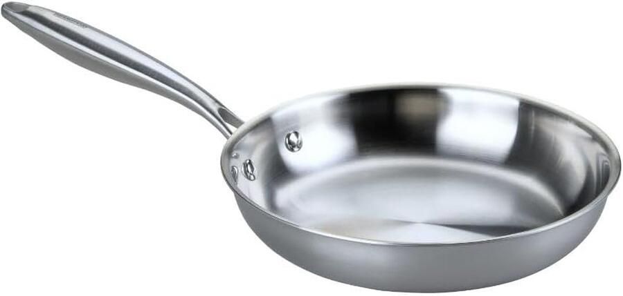 Roestvrijstalen Pan Kookpan Wok Gelijkmatig Koken Triply Diffusorbodem 24 cm Zilver