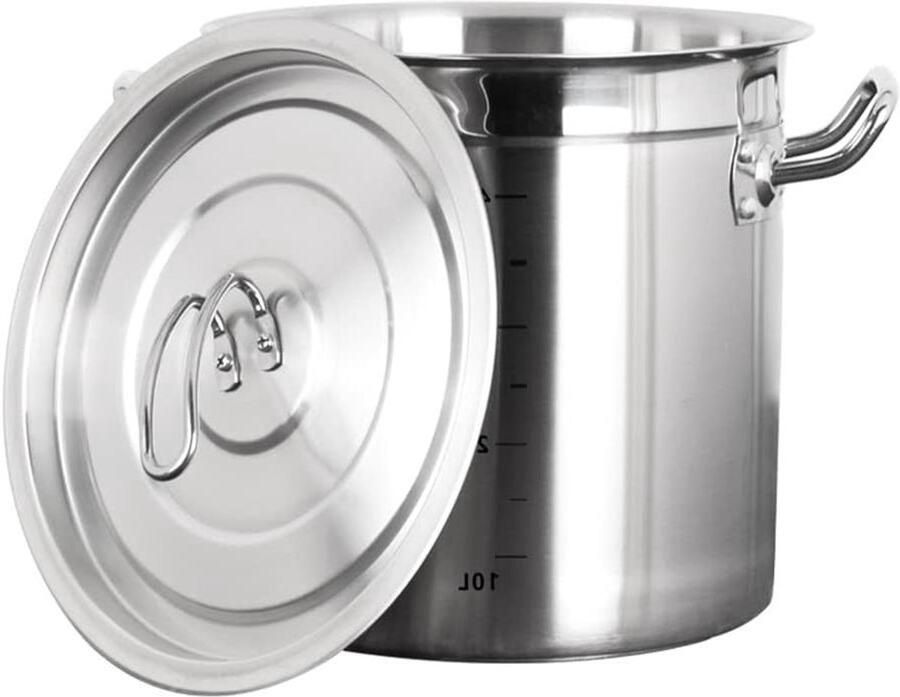 Roestvrijstalen pan Soepemmer deksel Grote porties koken Drielaags composietbodem 32 liter Zilver