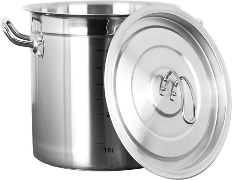 Roestvrijstalen Pan Soeppan Emmer Grote Porties Koken Drielagig Composietstaal 20 Liter Zilver