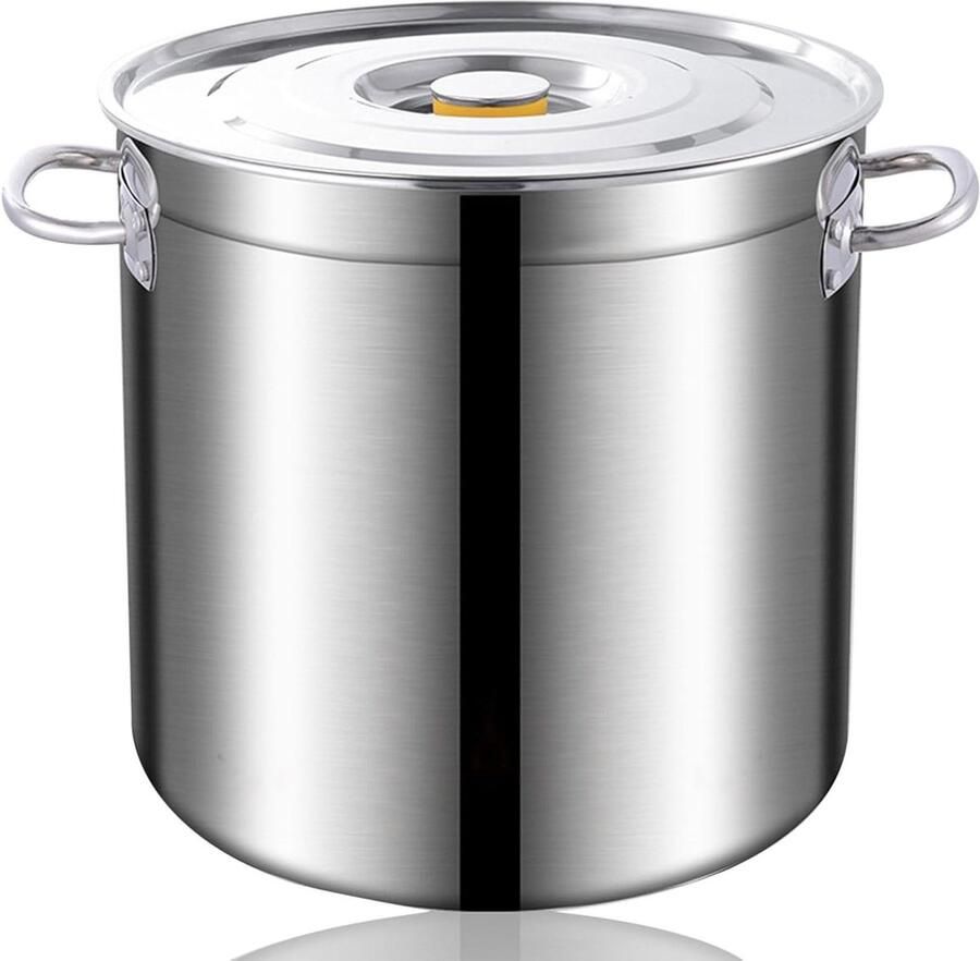 Roestvrijstalen pan Soeppan grote inhoud Grote maaltijden koken Geschikt voor alle fornuizen 32 liter Zilver