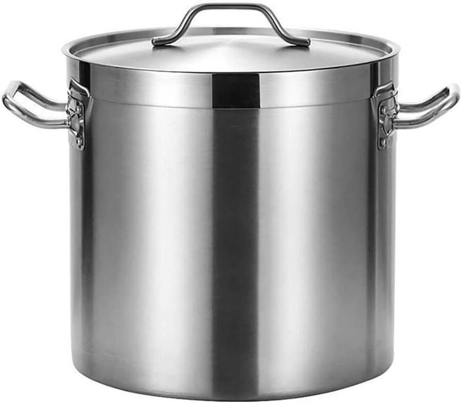 Roestvrijstalen pan Soeppan kookpan Grote porties koken Drielagige bodem 25 liter capaciteit Zilverkleurig