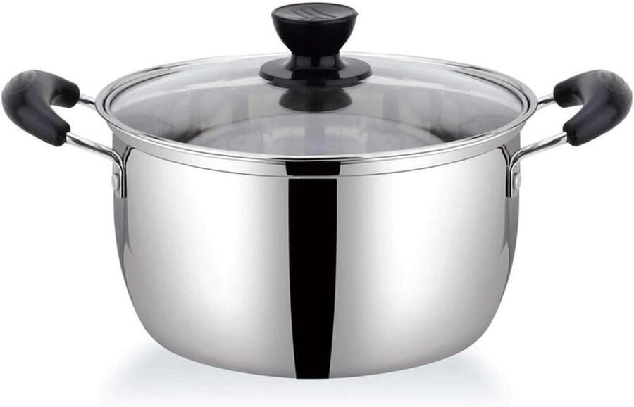 Roestvrijstalen Pan Soeppan Kookpan Koken voor thuis Dubbele Bodem 18cm 1.8L Zilverkleurig