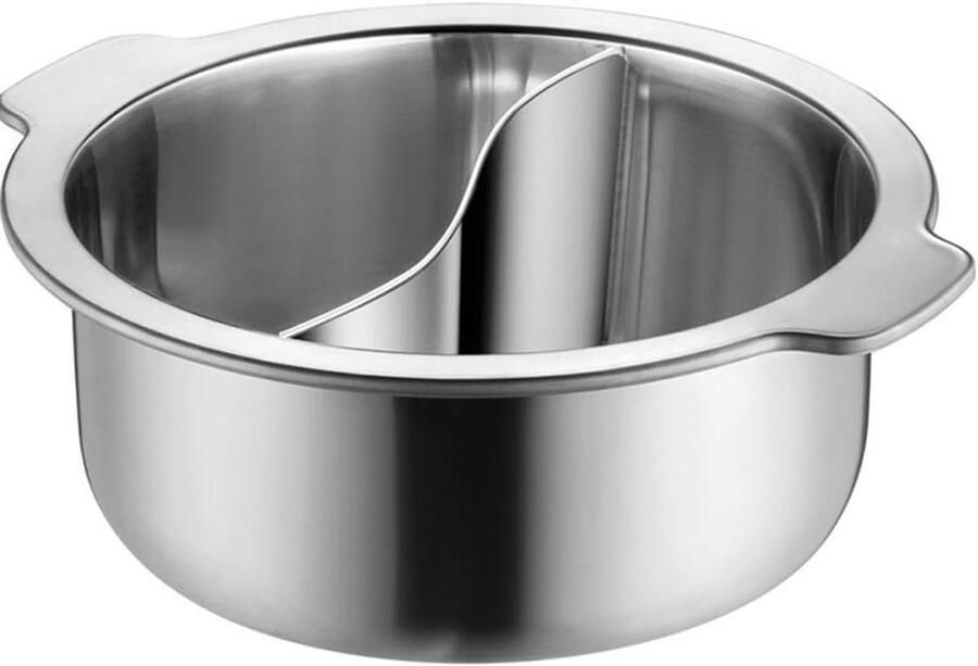 Roestvrijstalen pan Soeppan scheidingswand Dubbele maaltijden koken Gelijkmatige warmteverdeling 26 cm Zilver