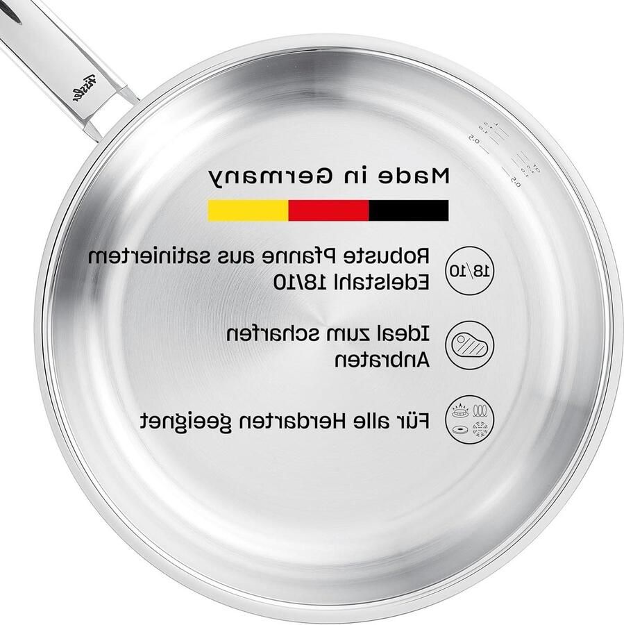 Roestvrijstalen pan Steelpan Koken op inductie Geïntegreerde meetschaal 24 cm diameter Zilver