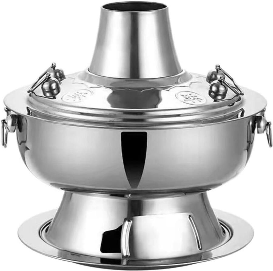 Roestvrijstalen Pan Traditionele Kookpan Authentiek Koken Gelijkmatige Warmteverdeling 36 cm Zilverkleurig