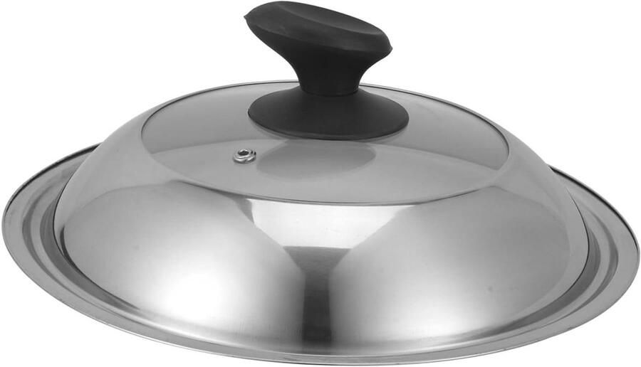 Roestvrijstalen Pannendeksel Universeel Deksel Koken en Stoven Hittebestendig Handvat 28 cm Diameter Zilver