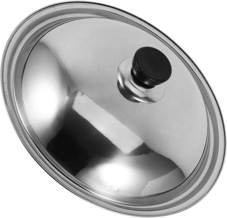 Roestvrijstalen Pannendeksel Universeel Deksel Koken Versnellen Hittebestendige Knop 28 cm Zilver