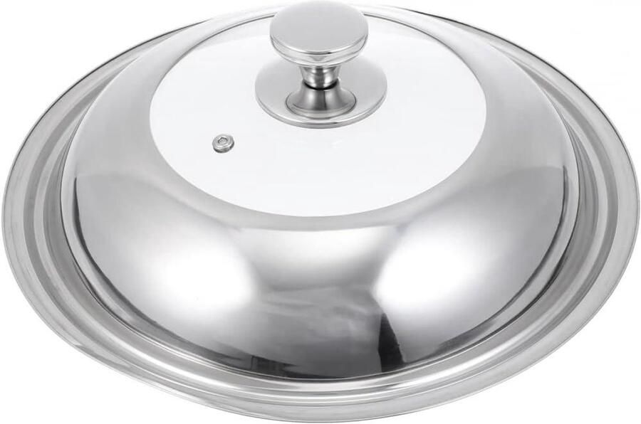 Roestvrijstalen Pannendeksel Universeel Deksel Kookgerei Koken en Bakken Met Glazen Venster 26 cm Zilver